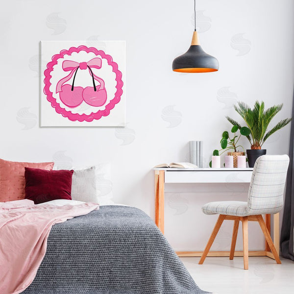 Stupell Industries Carrie Cantwell | Pink Cherries & Bow Wall Art