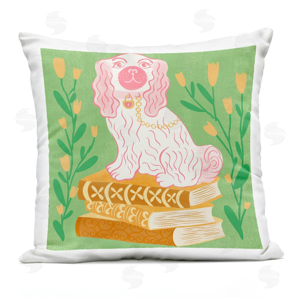 Stupell Industries Carrie Cantwell | Pink Staffordshire On Books Printed Throw Pillow