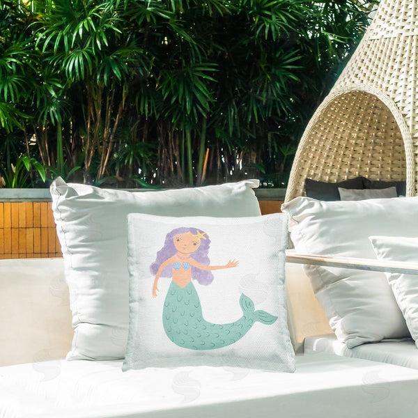 Stupell Industries Carrie Cantwell | Purple Hair Mermaid Printed Throw Pillow