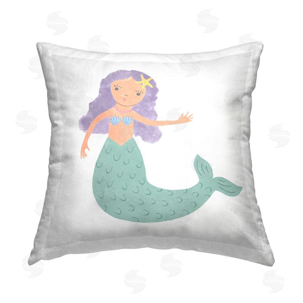 stupell industries Carrie Cantwell | Purple Hair Mermaid Printed Throw Pillow