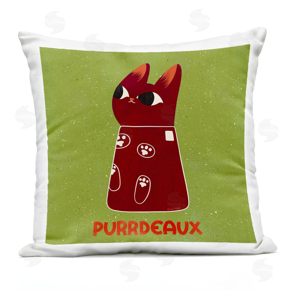 Stupell Industries Carrie Cantwell | Purrdeaux Feline Wine Printed Throw Pillow