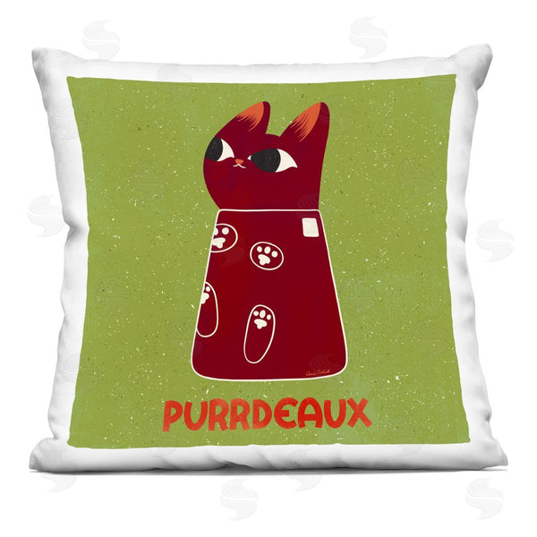 stupell industries Carrie Cantwell | Purrdeaux Feline Wine Printed Throw Pillow