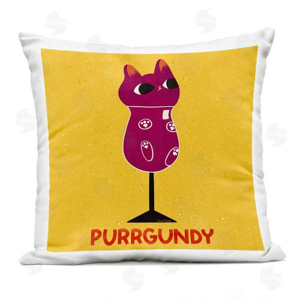 Stupell Industries Carrie Cantwell | Purrgundy Cat Wine Printed Throw Pillow