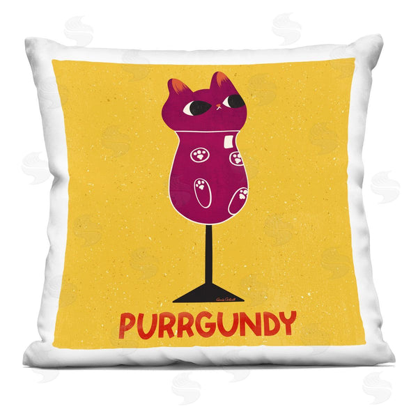 stupell industries Carrie Cantwell | Purrgundy Cat Wine Printed Throw Pillow
