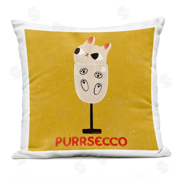 Stupell Industries Carrie Cantwell | Purrsecco Cat Wine Printed Throw Pillow