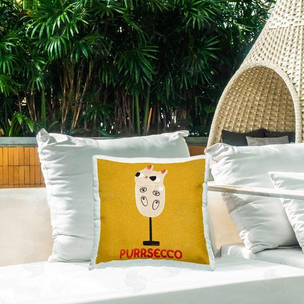 Stupell Industries Carrie Cantwell | Purrsecco Cat Wine Printed Throw Pillow