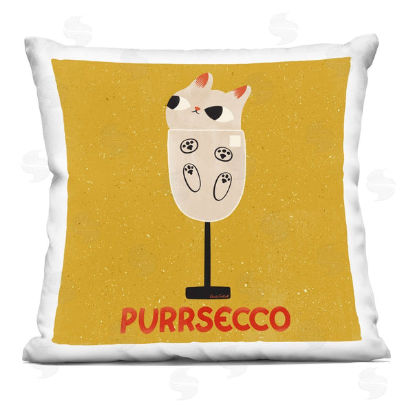 stupell industries Carrie Cantwell | Purrsecco Cat Wine Printed Throw Pillow