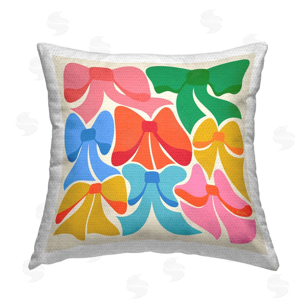 Stupell Industries Carrie Cantwell | Rainbow Bows Ribbon Shapes Printed Throw Pillow