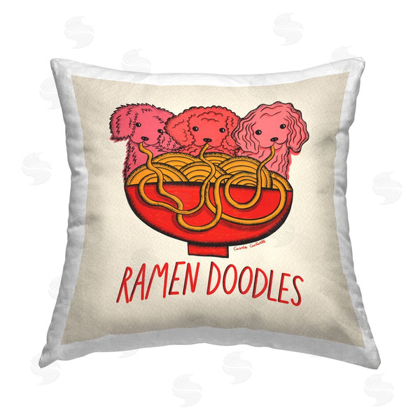 stupell industries Carrie Cantwell | Ramen Doodles Dogs Printed Throw Pillow