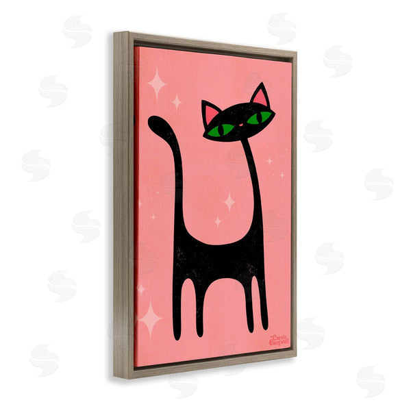 Stupell Industries Carrie Cantwell | Retro Black Cat Wall Art