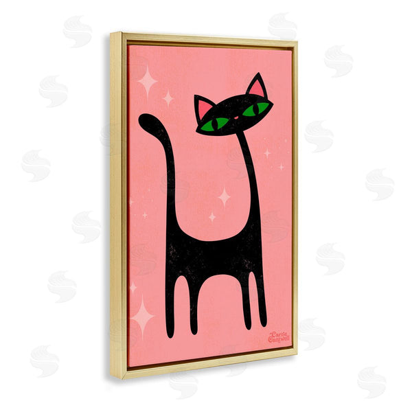 Stupell Industries Carrie Cantwell | Retro Black Cat Wall Art