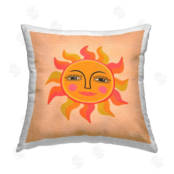 Stupell Industries Carrie Cantwell | Retro Boho Sun Printed Throw Pillow