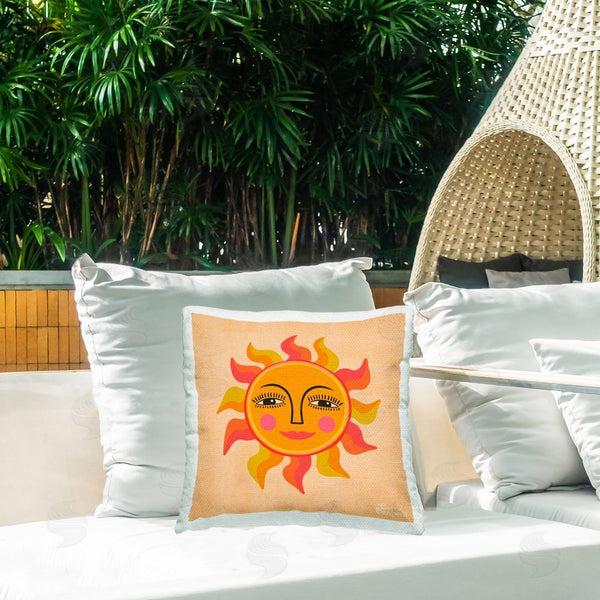 Stupell Industries Carrie Cantwell | Retro Boho Sun Printed Throw Pillow