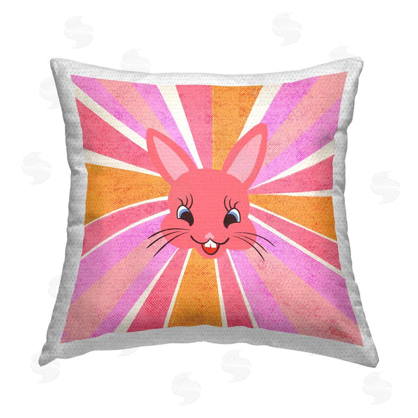 Stupell Industries Carrie Cantwell | Retro Rabbit Sunburst Printed Throw Pillow