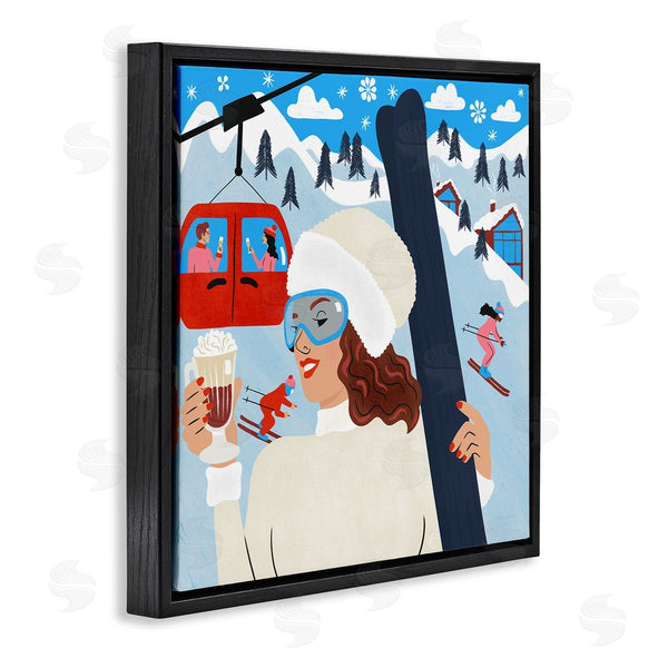 Stupell Industries Carrie Cantwell | Sipping Cocoa On Ski Lift Wall Art