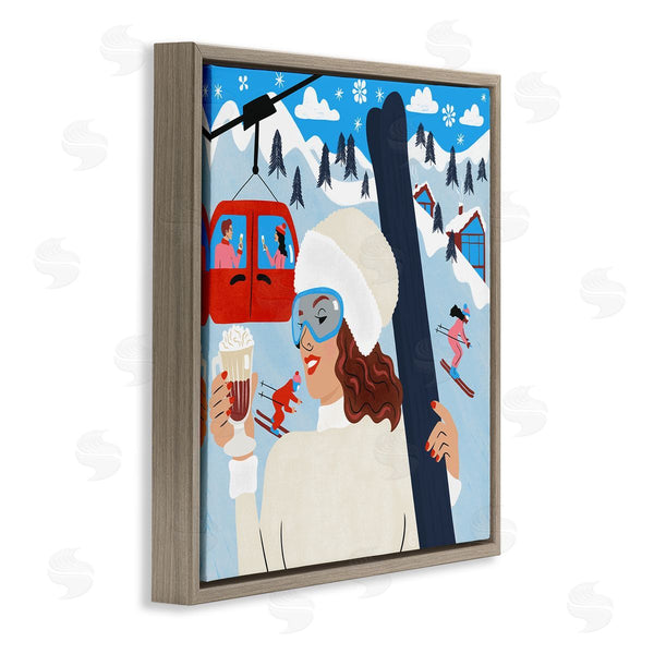 Stupell Industries Carrie Cantwell | Sipping Cocoa On Ski Lift Wall Art