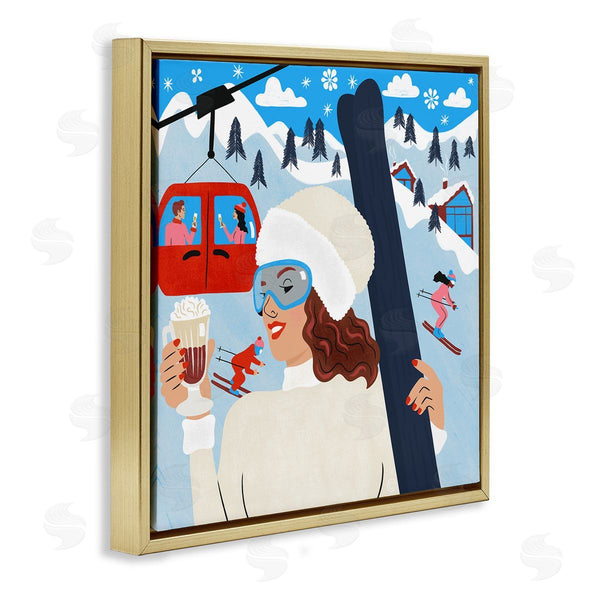 Stupell Industries Carrie Cantwell | Sipping Cocoa On Ski Lift Wall Art