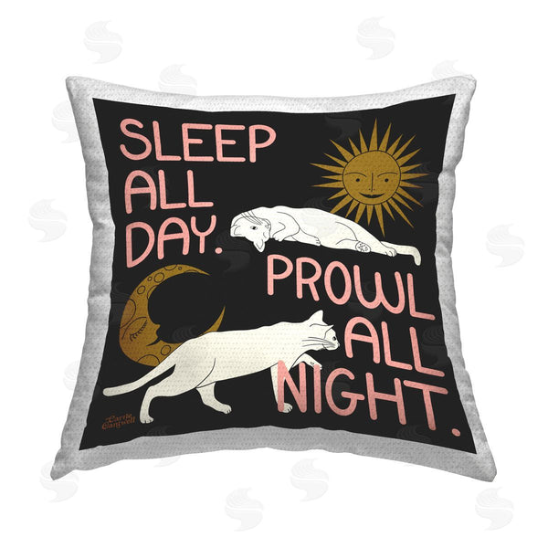 Stupell Industries Carrie Cantwell | Sleep & Prowl Cats Printed Throw Pillow