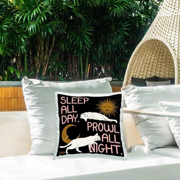 Stupell Industries Carrie Cantwell | Sleep & Prowl Cats Printed Throw Pillow