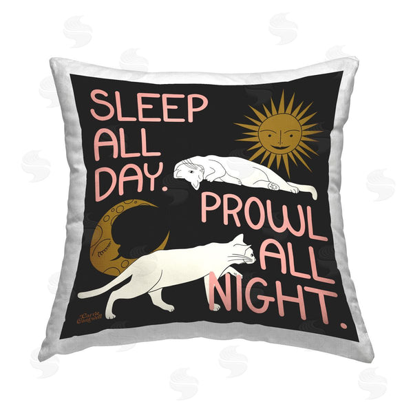 stupell industries Carrie Cantwell | Sleep & Prowl Cats Printed Throw Pillow