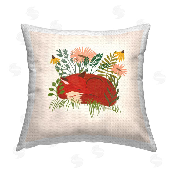 Stupell Industries Carrie Cantwell | Sleeping Fox Among Daisies Printed Throw Pillow