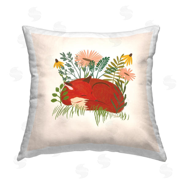 stupell industries Carrie Cantwell | Sleeping Fox Among Daisies Printed Throw Pillow
