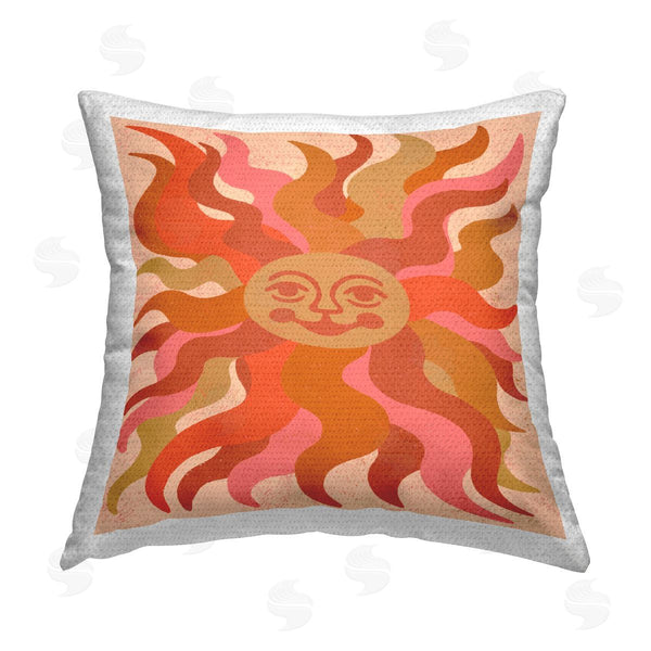 Stupell Industries Carrie Cantwell | Smiling Abstract Sun Rays Printed Throw Pillow