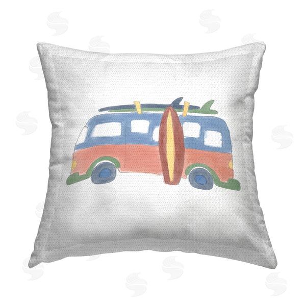 Stupell Industries Carrie Cantwell | Summer Beach Bus Printed Throw Pillow
