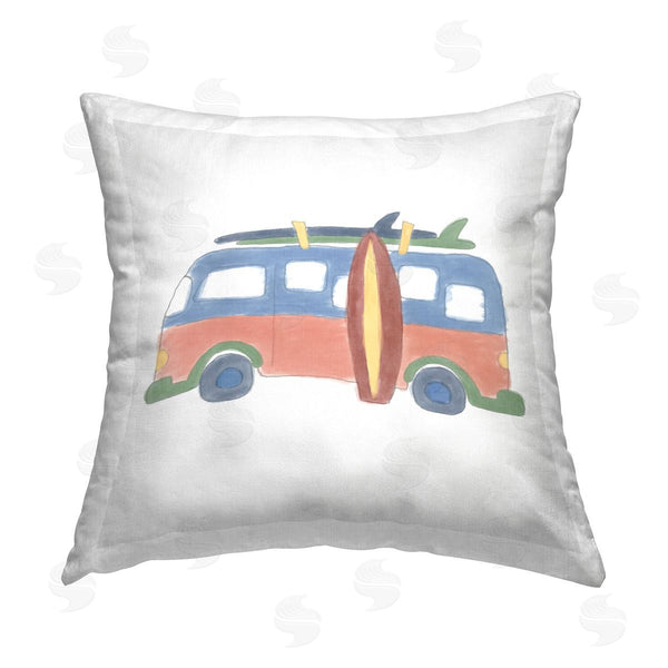 stupell industries Carrie Cantwell | Summer Beach Bus Printed Throw Pillow
