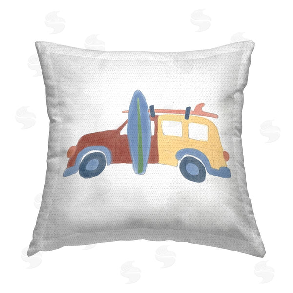 Stupell Industries Carrie Cantwell | Summer Beach Wagon Printed Throw Pillow