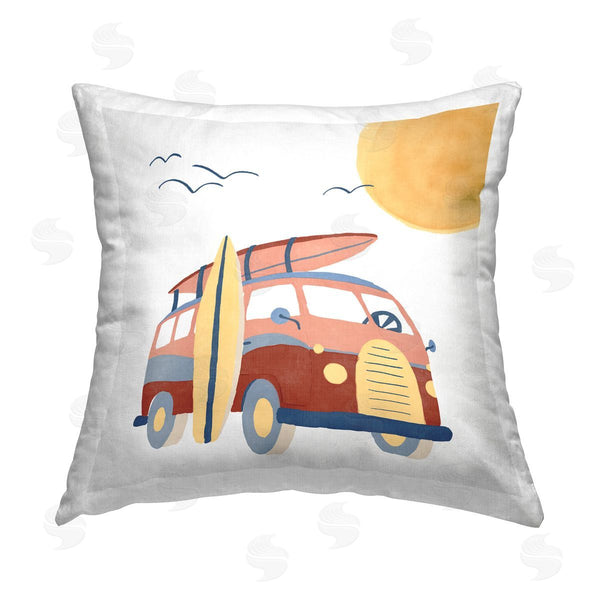 stupell industries Carrie Cantwell | Summer Surf Bus Printed Throw Pillow