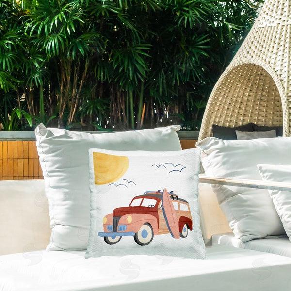 Stupell Industries Carrie Cantwell | Summer Surf Wagon Printed Throw Pillow