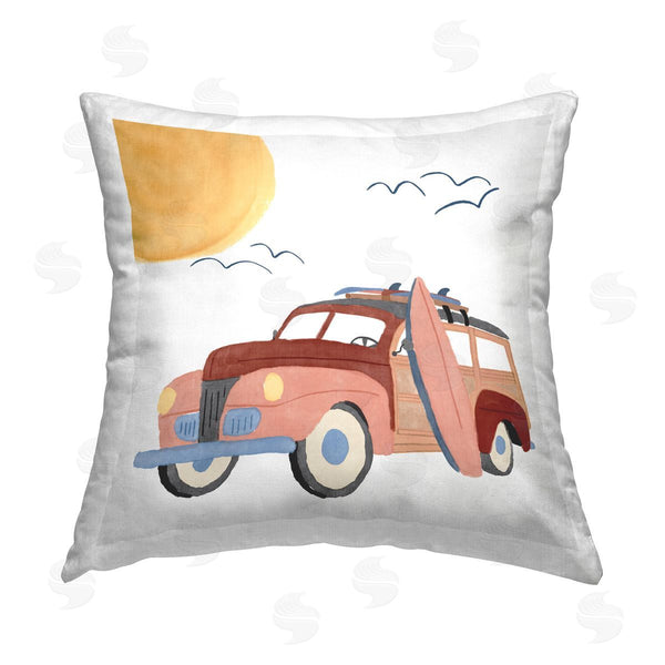 stupell industries Carrie Cantwell | Summer Surf Wagon Printed Throw Pillow