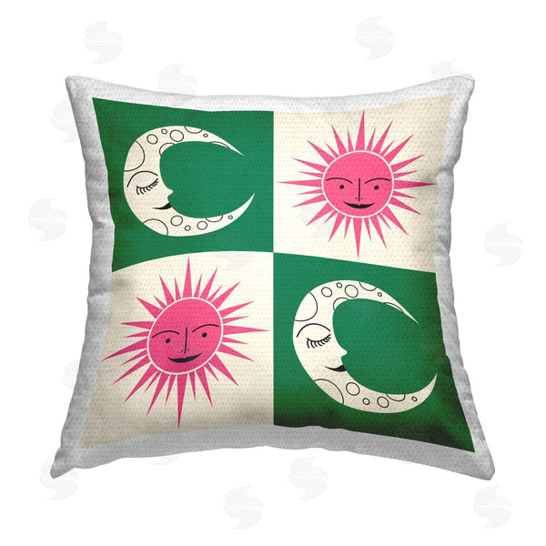 Stupell Industries Carrie Cantwell | Sun & Moon Checkerboard Printed Throw Pillow