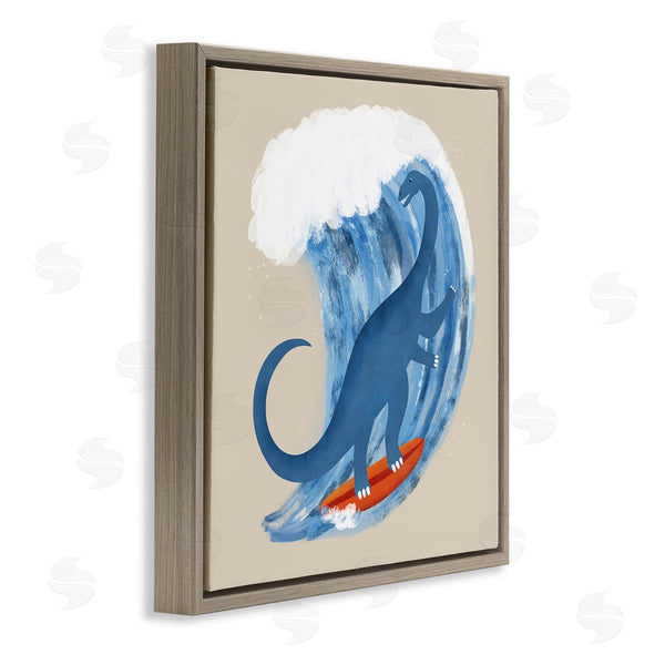 Stupell Industries Carrie Cantwell | Surfing Dino Brontosaurus Wall Art