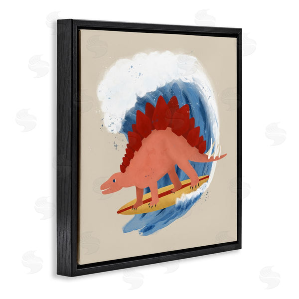 Stupell Industries Carrie Cantwell | Surfing Dino Stegosaurus Wall Art