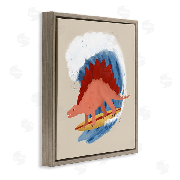 Stupell Industries Carrie Cantwell | Surfing Dino Stegosaurus Wall Art