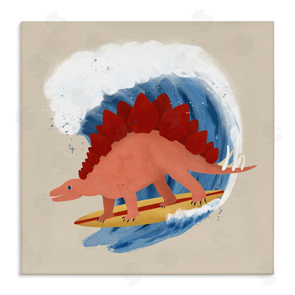 stupell industries Carrie Cantwell | Surfing Dino Stegosaurus Wall Art