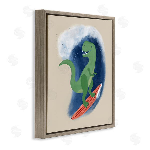 Stupell Industries Carrie Cantwell | Surfing Dino T-Rex Wall Art