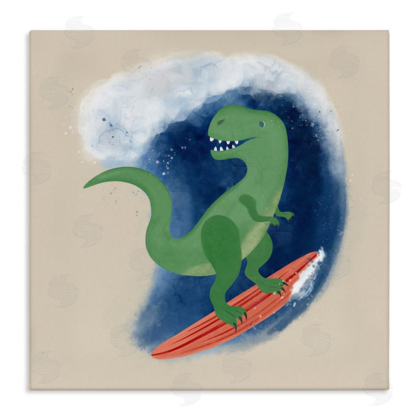 stupell industries Carrie Cantwell | Surfing Dino T-Rex Wall Art