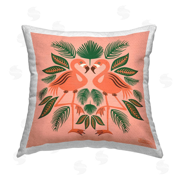 Stupell Industries Carrie Cantwell | Symmetrical Flamingo Duo Printed Throw Pillow