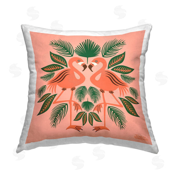 stupell industries Carrie Cantwell | Symmetrical Flamingo Duo Printed Throw Pillow