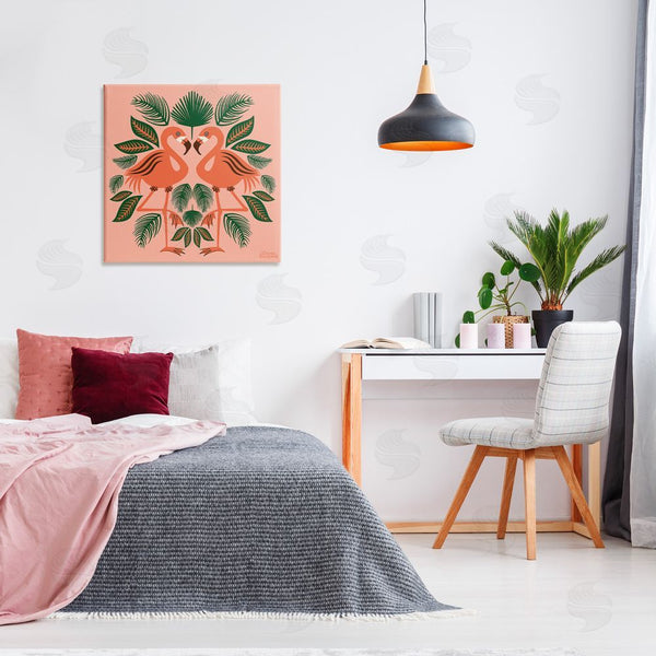 Stupell Industries Carrie Cantwell | Symmetrical Tropical Flamingos Wall Art