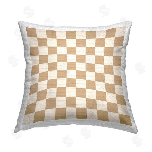 Stupell Industries Carrie Cantwell | Tan Checkerboard Pattern Printed Throw Pillow