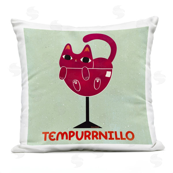 Stupell Industries Carrie Cantwell | Tempurrnillo Cat Wine Printed Throw Pillow