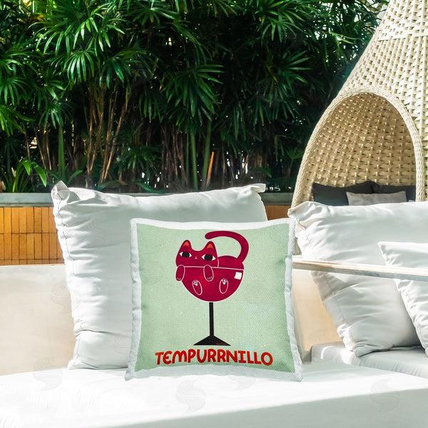 Stupell Industries Carrie Cantwell | Tempurrnillo Cat Wine Printed Throw Pillow