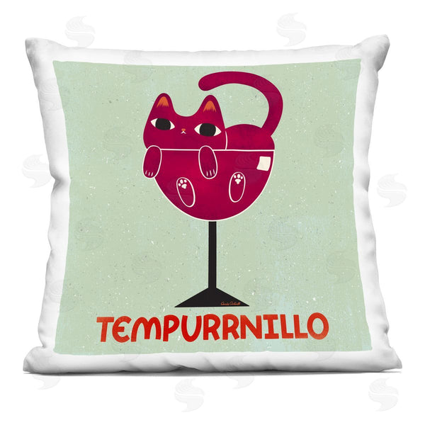 stupell industries Carrie Cantwell | Tempurrnillo Cat Wine Printed Throw Pillow