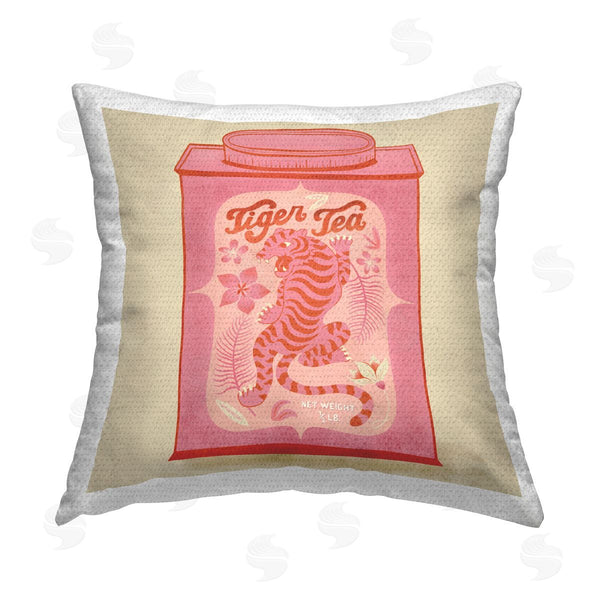 Stupell Industries Carrie Cantwell | Tiger Tea Tropical Tin Printed Throw Pillow