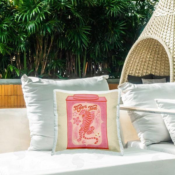 Stupell Industries Carrie Cantwell | Tiger Tea Tropical Tin Printed Throw Pillow