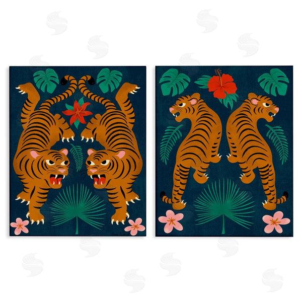 stupell industries Carrie Cantwell | Twin Jungle Tigers Wall Art